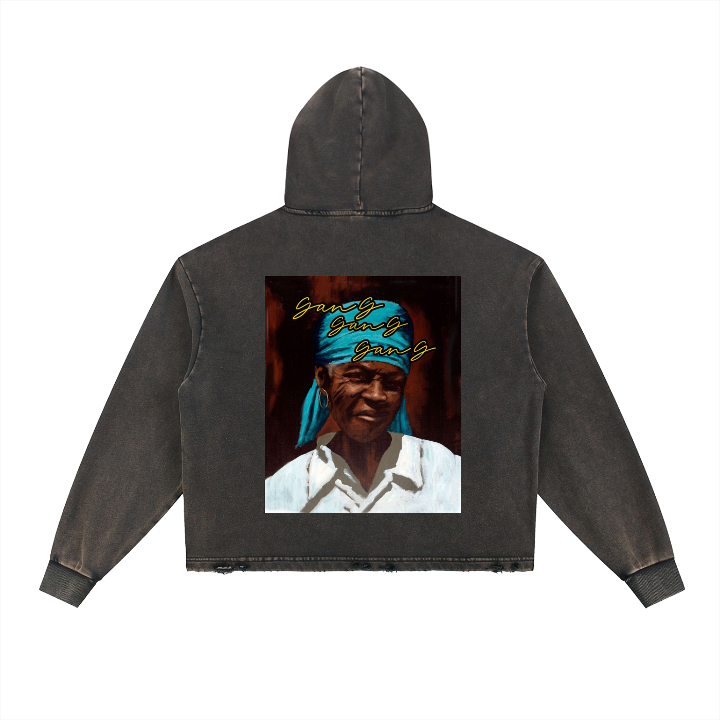 Vintage Washed Frayed-Hem Hoodie