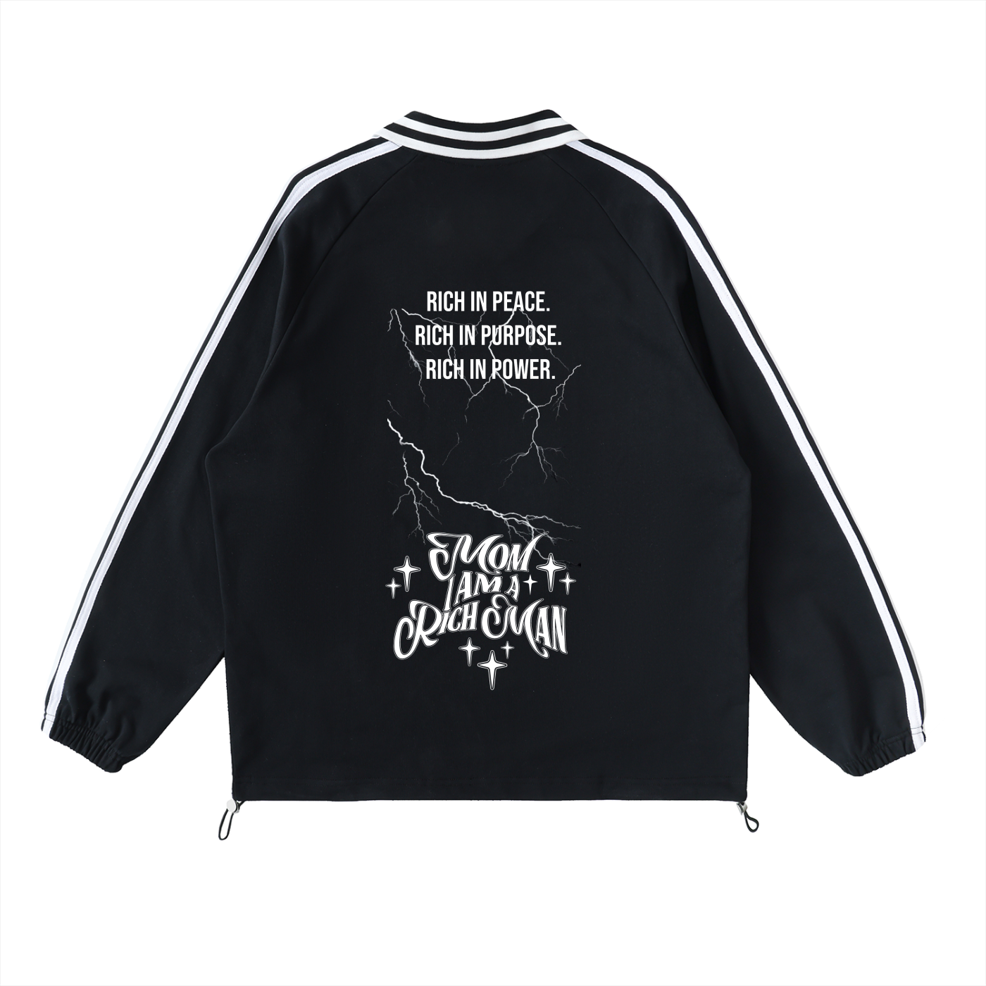 Contrast Striped Lapel Collar Sweatshirt