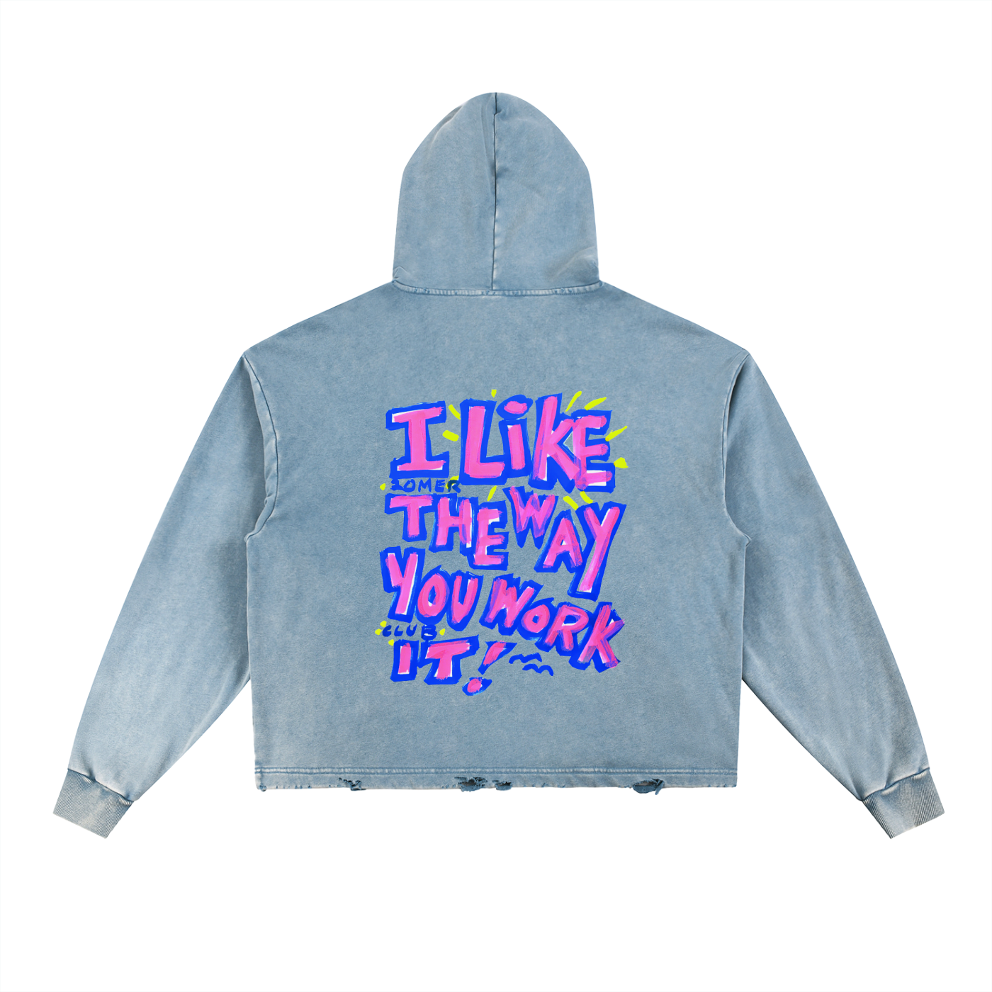 Vintage Washed Frayed-Hem Hoodie
