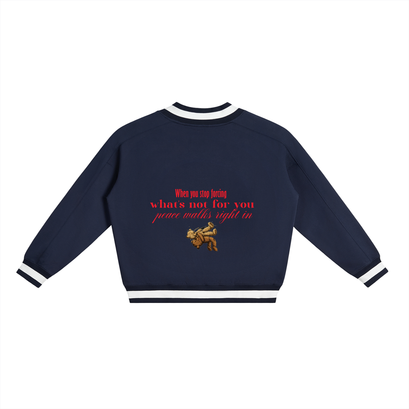 V-Neck Contrast Collar Boxy Sweatshirt